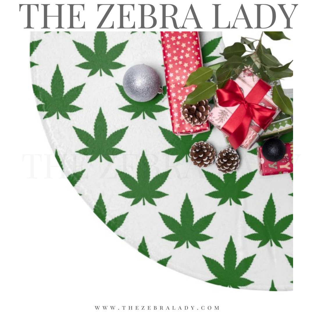 Mary Jane Christmas Tree Skirt Green 4 20 Weed Marijuana Cannabis THE ZEBRA LADY